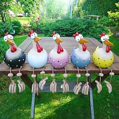 New Creative Decor Chicken Garden Statues Sculptures Decoration Home Animal Funny Resin Figurines Garden Plug Pottery Figure Ornaments Lightinthebox
