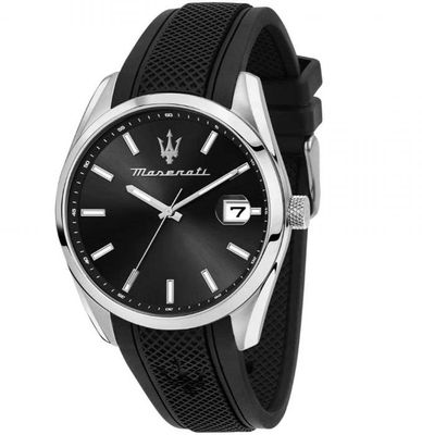 Maserati Attrazione 43mm 3H Black Dial Black St Men's Watch - R8851151004