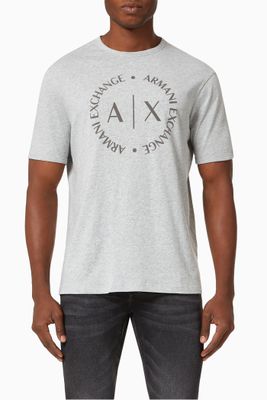 A|X Circle Logo Cotton Crewneck T-Shirt A|X Circle Logo Cotton Crewneck T-Shirt