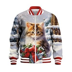 Girls' 3D Cat Jacket Long Sleeve Spring Fall Winter Active Cute Streetwear Polyester Kids 3-12 Years V Neck Zip Street Daily Regular Fit Lightinthebox