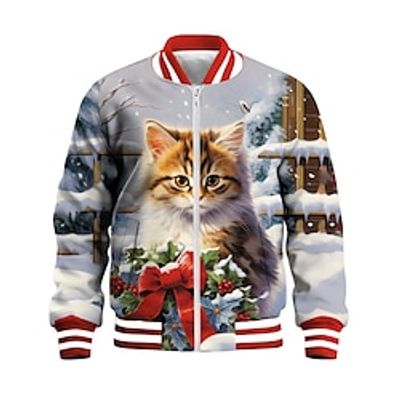 Girls' 3D Cat Jacket Long Sleeve Spring Fall Winter Active Cute Streetwear Polyester Kids 3-12 Years V Neck Zip Street Daily Regular Fit Lightinthebox