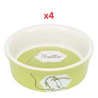 Trixie Comic Rabbit Ceramic Bowl For Small Pets - Green 11cm (Pack Of 4)