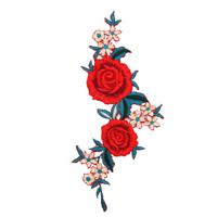 DIY Embroidered Sew Iron On Patches Red Flower Badge Floral Jeans Clothes Bags Applique Craft - thumbnail