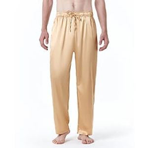 Men's Sleepwear Lounge Pants Silk Pants Solid Color Plain Luxury Casual Casual  Sporty Home Sports Outdoor Daily Faux Silk Linen  Cotton Blend Comfort Breathable Pocket Elastic Waist Summer Spring Lightinthebox
