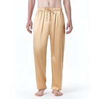Men's Sleepwear Lounge Pants Silk Pants Solid Color Plain Luxury Casual Casual  Sporty Home Sports Outdoor Daily Faux Silk Linen  Cotton Blend Comfort Breathable Pocket Elastic Waist Summer Spring Lightinthebox - thumbnail