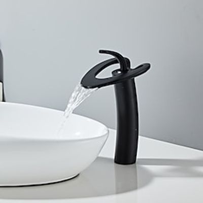 Bathroom Sink Faucet - Waterfall Chrome  Nickel Brushed  Electroplated Centerset Single Handle One HoleBath Taps Lightinthebox