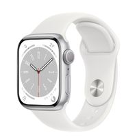 Apple Watch Series 8 (GPS), 41mm, Silver Aluminium Case with White Sport Band