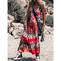21 years amazon wish cross-border independent station new fashion tie-dye women's v-neck suspender dress Lightinthebox - thumbnail
