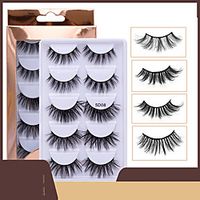 5 Pairs Mink False Eyelashes Set 5D Natural Thick Eyelashes Box Storage Handmade Soft Eyelashes Makeup Extension Tools Lightinthebox - thumbnail