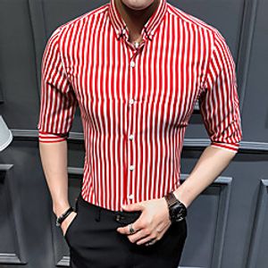 Men's Shirt Other Prints Striped Geometry Print 34 Length Sleeve Street Tops Lightweight Fashion Designer Hawaiian White Black Red Lightinthebox