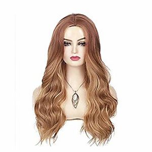 beweig ombre brown to blonde wig for women long natural wavy middle part synthetic replacement full wig for daily party use Lightinthebox