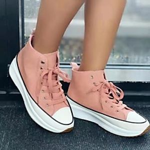 Women's Sneakers Flat Heel Round Toe PU Solid Colored Pink Orange White Lightinthebox