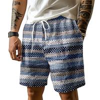 Stripe Printed Men's Sweat Shorts Beach Shorts Terry Shorts Drawstring Elastic Waist 3D Print Breathable Soft Short Daily Holiday Streetwear Lightinthebox - thumbnail