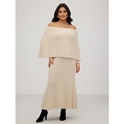 Women's Plus Size Curve Sweater Dress Casual Dress Sheath Dress Plain Long Dress Maxi Dress Long Sleeve Off Shoulder Elegant Daily Beige Spring Wedding Guest Dress Lightinthebox Women's Plus Size Curve Sweater Dress Casual Dress Sheath Dress Plain Long Dress Maxi Dress Long Sleeve Off Shoulder Elegant Daily Beige Spring Wedding Guest Dress Lightinthebox
