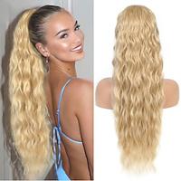 Ponytail Extension Blonde Color Drawstring Ponytail Hair Extensions for Women Long Curly Wavy Ponytail Natural Wavy Synthetic Hairpieces for Women Daily Use Party Lightinthebox