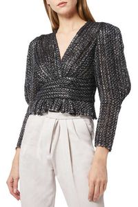 Long-sleeved top:black/Silver:38