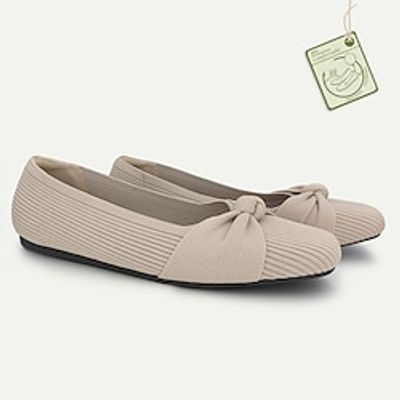 Women's Flats Plus Size Flyknit Shoes Outdoor Work Daily Striped Flat Heel Square Toe Classic Casual Comfort Walking Knit Loafer Black Yellow Red Lightinthebox