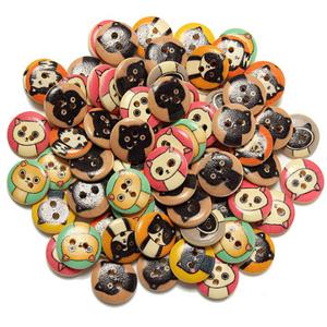 80pcs Mixed Color Wooden Animal Sewing Buttons DIY Craft Purse Baby Clothes Decoration Button