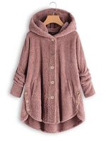 Hooded Decorative Buttons Plain Coat