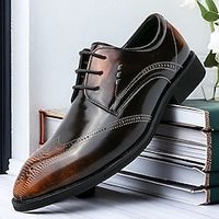 Men's Oxfords Retro Formal Shoes Dress Shoes Walking Casual Daily Leather Comfortable Booties  Ankle Boots Loafer Light Brown Black Spring Fall Lightinthebox - thumbnail