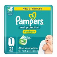 Pampers Rash Protection Diapers, Size 1, 2-5kg, Newborn 21 Count