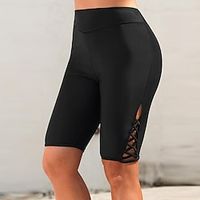 Women's Swimwear Beach Bottom Normal Swimsuit Cut Out Plain Black Dark Blue Bathing Suits Sports Beach Wear Summer Lightinthebox - thumbnail