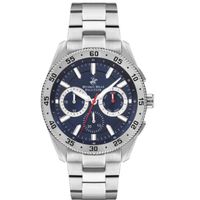 Beverly Hills Polo Club Men's VX9JE1 Movement Watch, Multi Function Display and Metal Strap - BP3409X.390, Silver