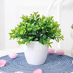 Realistic Artificial Peach Leaf Potted Plant Lightinthebox