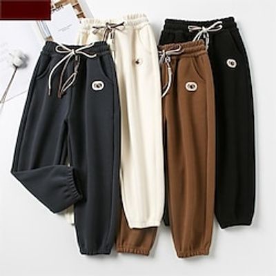Kids Girls' Trousers Solid Color Adorable School 7-13 Years Spring Black Beige Coffee Lightinthebox