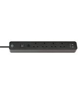 Brennenstuhl Extension 4 way 2 USB 3Metre Black
