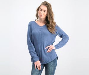 Womens Cotton Mixed-Knit Sweater  Heather Indigo