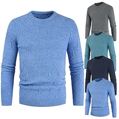 Men's Pullover Sweater Jumper Knit Sweater Ribbed Cable Knit Regular Knitted Slim Fit Plain Crew Neck Keep Warm Modern Contemporary Casual Daily Wear Clothing Apparel Fall Winter Blue Green M L XL Lightinthebox Men's Pullover Sweater Jumper Knit Sweater Ribbed Cable Knit Regular Knitted Slim Fit Plain Crew Neck Keep Warm Modern Contemporary Casual Daily Wear Clothing Apparel Fall Winter Blue Green M L XL Lightinthebox