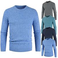 Men's Pullover Sweater Jumper Knit Sweater Ribbed Cable Knit Regular Knitted Slim Fit Plain Crew Neck Keep Warm Modern Contemporary Casual Daily Wear Clothing Apparel Fall Winter Blue Green M L XL Lightinthebox - thumbnail