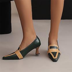 Women's Heels Vintage Shoes Daily Stiletto Pointed Toe Vintage PU Loafer Wine Dark Brown Black Lightinthebox