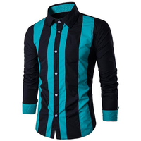 Long Sleeve Striped Cotton Turn Down Collar Slim Fit Button Up Designer Dress Shirt for Men