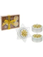 Homesmiths Christmas 4Pc Snowflake Candle And Holder Gift Set Gold Only