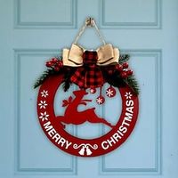 Christmas Decorations Wooden Hanging Tags Christmas Welcome Door Signs Holiday Door Rings Decorative Garlands miniinthebox - thumbnail