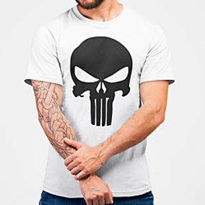 Men's Unisex Tee T shirt Hot Stamping Graphic Prints Skull Plus Size Print Short Sleeve Casual Tops Cotton Basic Fashion Designer Big and Tall White Lightinthebox