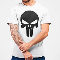 Men's Unisex Tee T shirt Hot Stamping Graphic Prints Skull Plus Size Print Short Sleeve Casual Tops Cotton Basic Fashion Designer Big and Tall White Lightinthebox - thumbnail