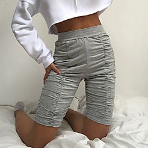 Women's Casual  Sporty Athleisure Shorts Elastic Drawstring Design Knee Length Pants Leisure Sports Weekend Micro-elastic Plain Comfort Mid Waist Grey S M L Lightinthebox