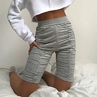 Women's Casual  Sporty Athleisure Shorts Elastic Drawstring Design Knee Length Pants Leisure Sports Weekend Micro-elastic Plain Comfort Mid Waist Grey S M L Lightinthebox - thumbnail