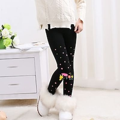 Toddler Girls' Leggings Graphic Active School 3-7 Years Spring Pure black Pure gray Black butterfly Lightinthebox