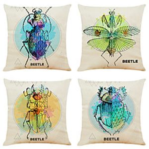 Cushion Cover 4PCS Linen Soft Decorative Square Throw Pillow Cover Cushion Case Pillowcase for Sofa Bedroom 45 x 45 cm (18 x 18 Inch) Superior Quality Machine Washable Lightinthebox