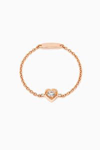 Mini Heart Diamond Chain Ring in 18kt Rose Gold
