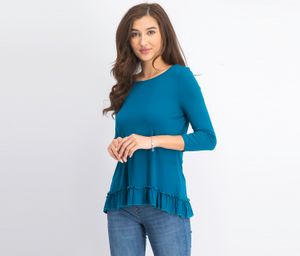 Womens Petite  Gree Self Ruffle Tee  Dim Green