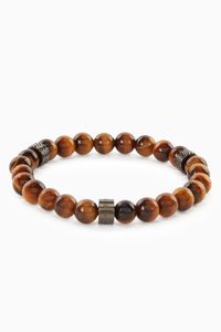 Beaded Bracelet in Tiger Eye & Brass