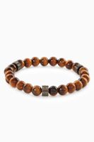 Beaded Bracelet in Tiger Eye & Brass - thumbnail
