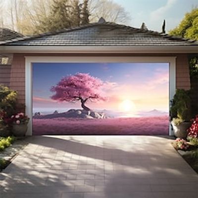 Cherry Tree Outdoor Garage Door Cover Banner Beautiful Large Backdrop Decoration for Outdoor Garage Door Home Wall Decorations Event Party Parade Lightinthebox