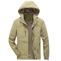 Men's Outdoor Jacket Casual Jacket Hoodie Jacket Outdoor Daily Wear Warm Pocket Fall Winter Plain Fashion Streetwear Hooded Regular Black Blue Khaki Army Green Jacket Lightinthebox - thumbnail