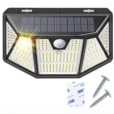 Solar Outdoor 310 LEDs Charging Lamp Waterproof 5-Side Courtyard Exterior Wall Infrared Human Body Induction Wall Lamp Lightinthebox